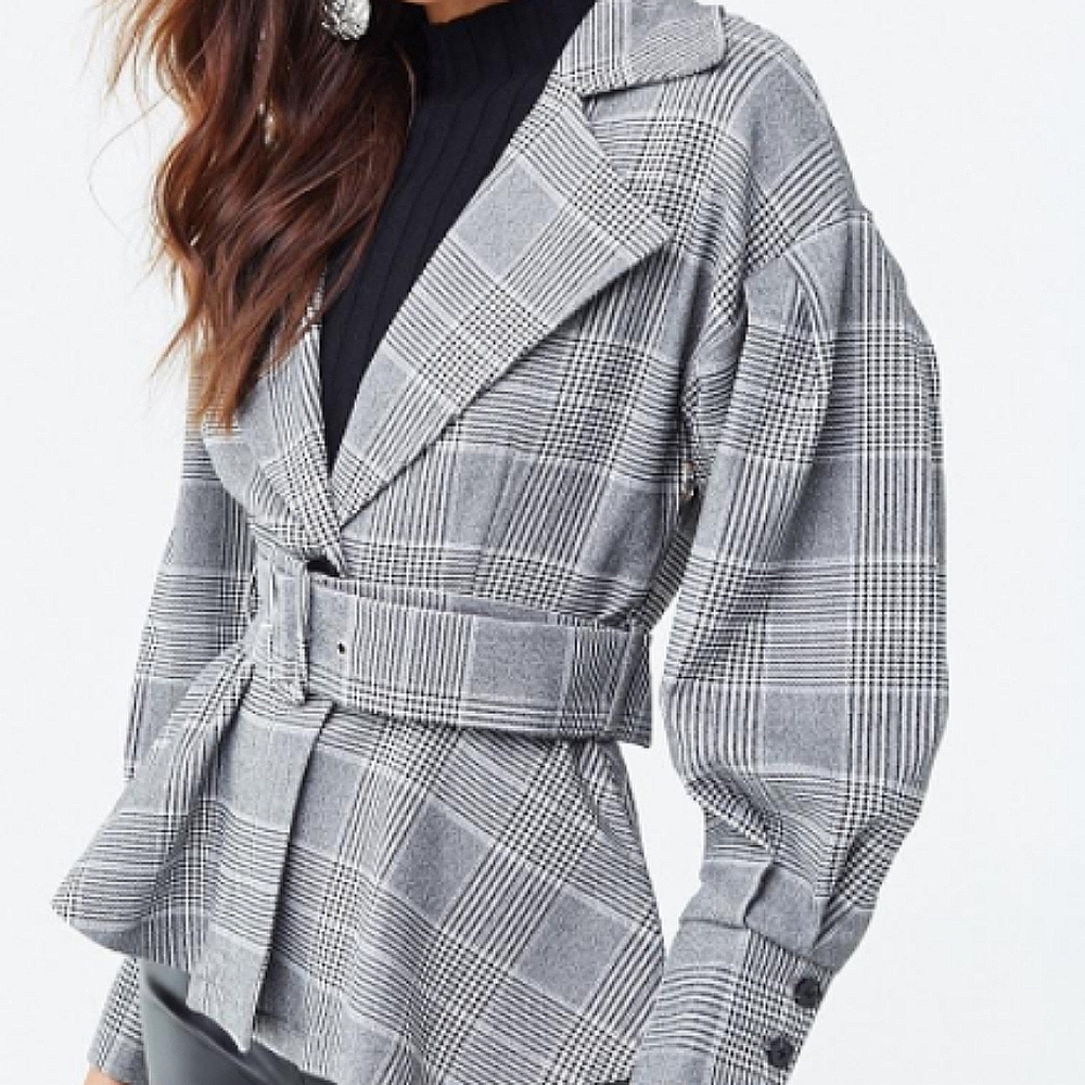 Forever21 Belted Plaid Blazer